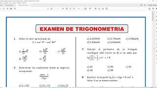 Diseño de Examen de Trigonometría en WORD