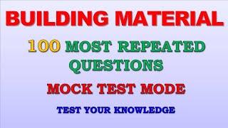 Building Materials 100 Most Repeated MCQ | Civil Engineering | Kerala PSC | SSC JE | RRB