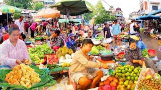 Amazing Street Food in Cambodia Market - Cake, Dessert, Fruit, Crab, Shrimp, & More - So Yummy!