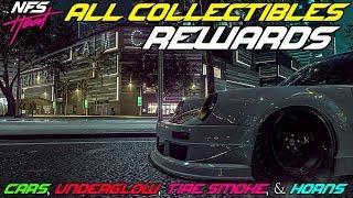 NFS Heat - All Collectibles Rewards (Cars, Underglow, Tire Smoke, & Horns)