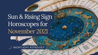 Sun and Rising Sign Horoscopes for November 2021