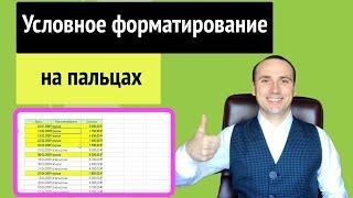 Условное форматирование в excel формула | Изменение цвета строки по значению ячейки 1