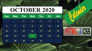 How to Create Calendar With html and css  | HTML & CSS TUTORIALS