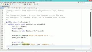 single dimensional (one dimensional) array in java | sum and average | java tutorial for beginners