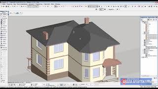 Построение многоскатной крыши в Архикад