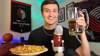 ASMR Pizza & Beer Mukbang  (whispering about Anything & Everything)