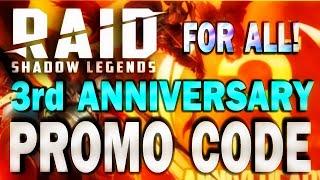 ️RAID: SHADOW LEGENDS. PROMO CODE for ALL. 3rd ANNIVERSARY