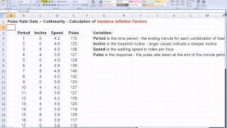 Calculating Variance Inflation Factors in Excel 2007