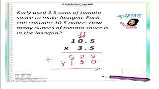 Multiply Decimals Solving Problems