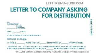 Letter To Company for Distributorship  |  Letters in English