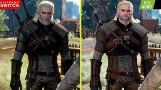 The Witcher 3 Nintendo Switch vs RTX 4080 Graphics Comparison