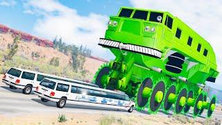 Giant Wheel Saw Monster Сrushes Сars #7 - Beamng drive