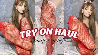 Try On Haul | RED fishnet tights | Cammy | See Through