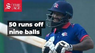 50 runs in nine balls: Dipendra Singh Airee's record T20 half century