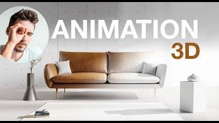 Leather sofa, Interior project in Blender | 3D ANIMATION