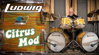 70s Ludwig Double-Bass Drum Kit & Jazzfest Snare - RARE Citrus Mod