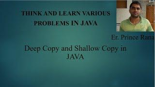 Deep Copy and Shallow Copy in JAVA