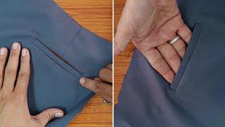 How to sew single welt pocket  | pant back pocket stitching | bone pocket stitching