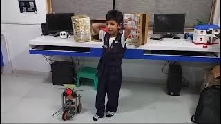 Abhimanyu is presenting his project in the Create Innovate Program at Vasna IBA The Robotized World