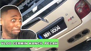 VLOG Cermin Kereta Kancil Pecah Kene Batu Dari Mesin Rumput