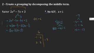 Factoring Non-Monic Trinomials by Decomposition