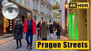 Prague Winter Streets Walking Tour  Czech Republic 4k HDR ASMR