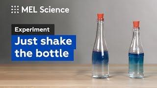 It's blue when shaken, but transparent when it stands ("Blue bottle" experiment)