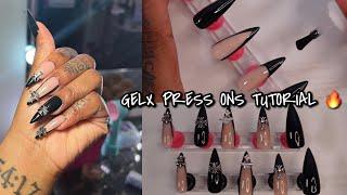 HOW TO :BEGINNER FRIENDLY GEL X PRESS ONS | CHROME HEART BLACK FRENCH STILETTO NAILS TUTORIAL