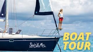 BOAT TOUR of my 30-year-old 50-foot sailboat I SOLO SAIL!