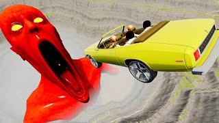 Escape From The Red Shy Guy (SCP-096) | Car vs Giant Pit | Beamng Drive | TrainWorld