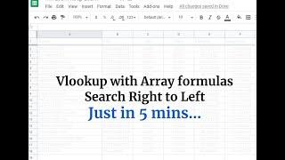 Vlookup with Array formula Search Right to Left  in  google sheet .. Just in 5 mins#Fast Track #