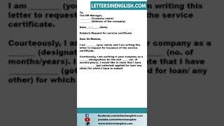 Request Letter for Service Certificate