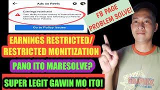 Tutorial Guide kung Paano mawala ang earnings restricted/restricted monitization sa Facebook Page!