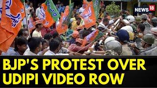 Karnataka News | BJP Workers Hit The Streets Over Udupi Washroom Video Case | Karnataka BJP | News18