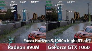 GeForce GTX 1060 vs Radeon 890M (Ryzen AI 9 HX 370) Comparison (1080p)