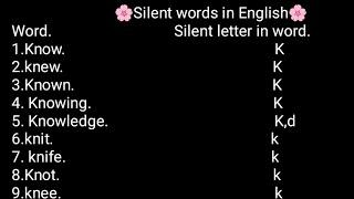 Silent letter words in English (This video will make your English reading very easy and fluent)