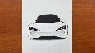 Easy to draw | How to draw Tesla car step-by-step | drawing tutorial