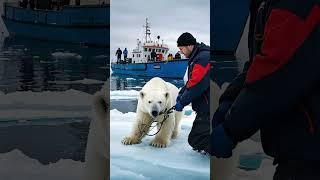 Rescue the poor polar bear with its leg caught#polarbearrescue #wildlifeconservation #WildWonders