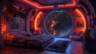 Day-Glo Space Ship Bedroom with White Noise | Living in Calm Space | Smooth Deep Space Sounds