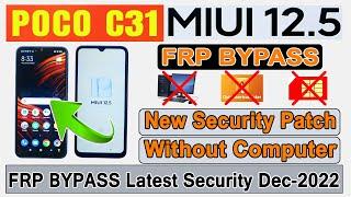 Mi Poco C31 MIUI 12.5.1 FRP Bypass || Google Account Bypass || Latest Security Patch.