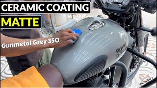 MATTE Ceramic Coating On Classic 350 Reborn Gunmetal Grey(Dark Edition) | Matte Protection
