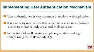 Implementing user authentication mechanism