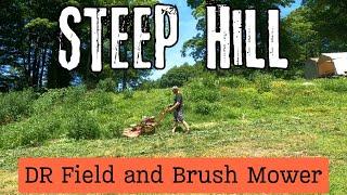 Testing a 1991 DR Field and Brush Mower on a STEEP HILL