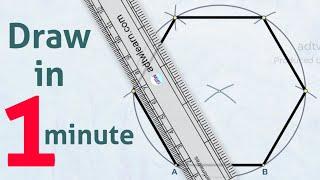 How to draw a regular hexagon knowing the length of one side | Hexagon in engineering drawing