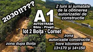 Autostrada A1 Lot 2 Boita Cornet - zona  cu autorizatie construire între kilometri 13+170 și 14+150