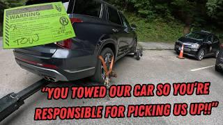 "You towed our car so you're responsible for giving us a ride!" | Illegal Parks & Winching