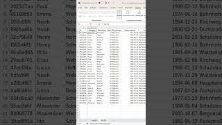 Erste Spalte einfrieren und fixieren per Shortcut in Excel - ganze Spalte komplett fixiert