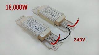 I make 240v 18KW amazing electric generator from 450V Electric Ballast light bulb Magnet transformer