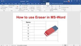 How to use Eraser in MS Word | Eraser in Word | How to Erase Line in Word | Eraser Tool