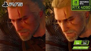 The Witcher 3 - Wild Hunt PC vs PS5 | 4K Side-by-Side Comparison on RTX 4090 (RT Ultra Settings)